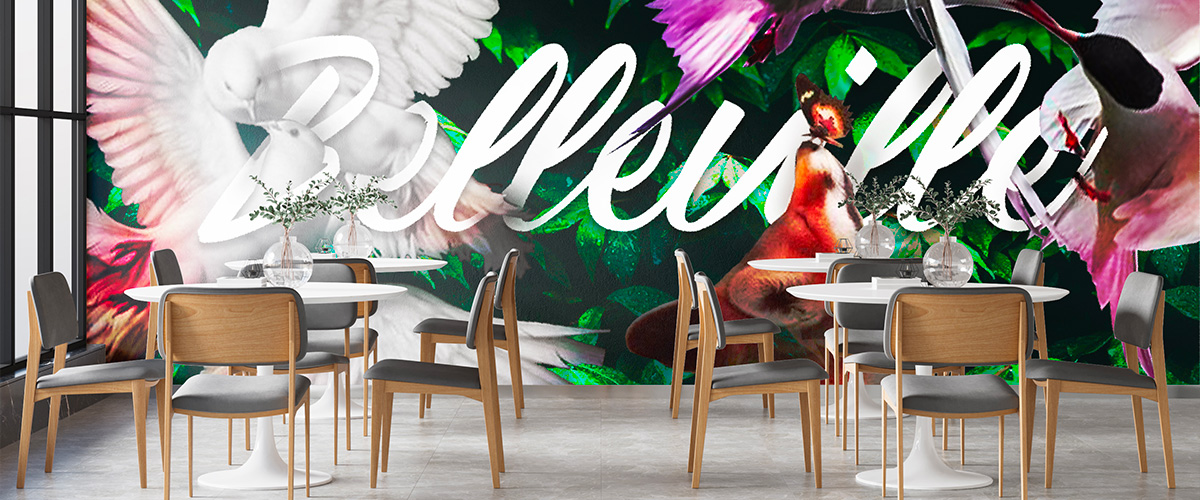 mural painting for a swiss brasserie restaurant and bar