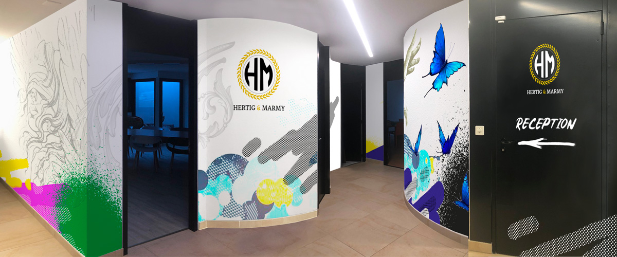 pintura mural y decoración de interiores para un bufete de abogados