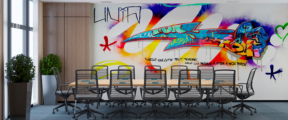 pintura mural para una sala de reuniones y decisiones