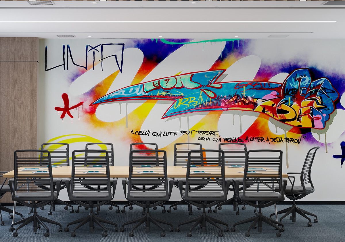 peinture murale pour une salle de réunion et décision